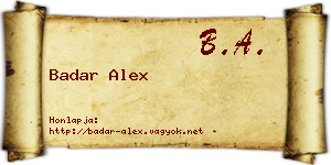 Badar Alex névjegykártya